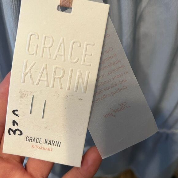 Light Blue Long Sleeve Dress 12T Tiered Ruffle Detail Square Neck Elegant Style - Picture 9 of 14